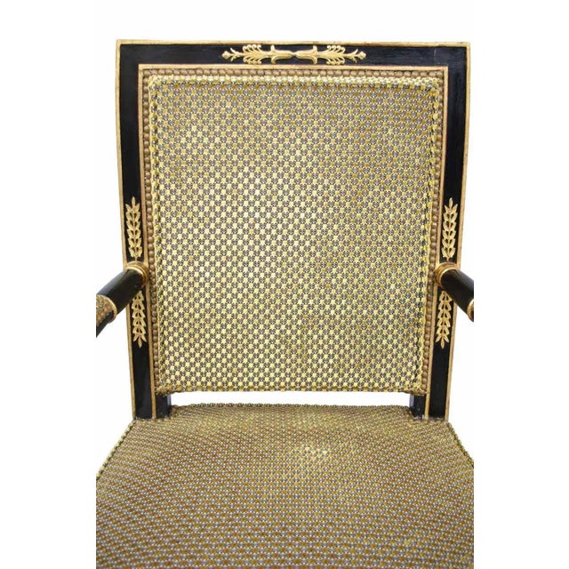 Traditional Antique Empire Style Black Lacquered Desk Chair, 1900s For Sale - Image 3 of 8