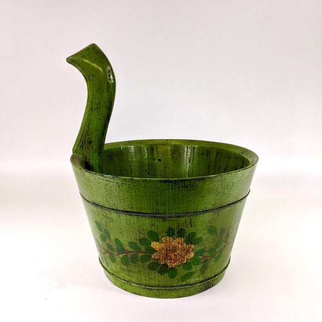 Late 20th Century 20th Century Hand Painted Wooden Bucket With Handle For Sale - Image 5 of 7