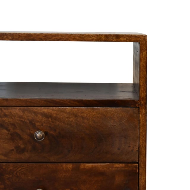 Mid-Century Inspired Bedside Table With Brass Hardware For Sale - Image 4 of 8