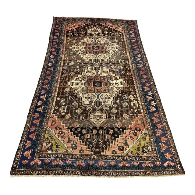 Antique 1900s Hand Knotted Persian Tribal Rug For Sale
