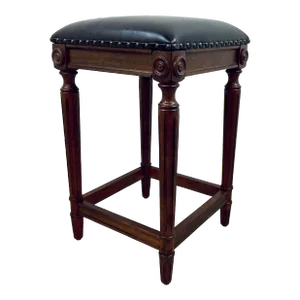 Transitional Dark Brown Faux Leather Counter Stool