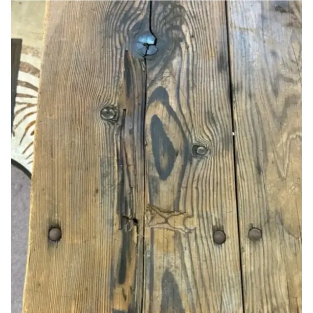 Early Iron and Wood Industrial Table - Use as Kitchen Island or Console Table For Sale - Image 9 of 9