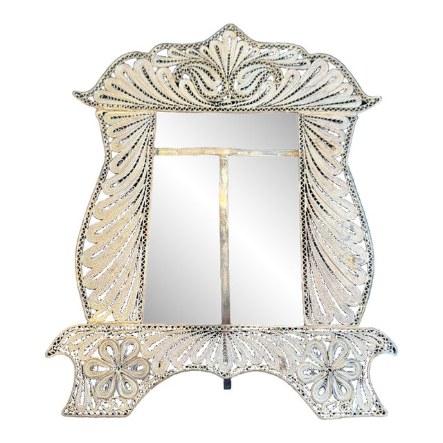 Vintage Persian Silver Filigree Wedding Frame For Sale