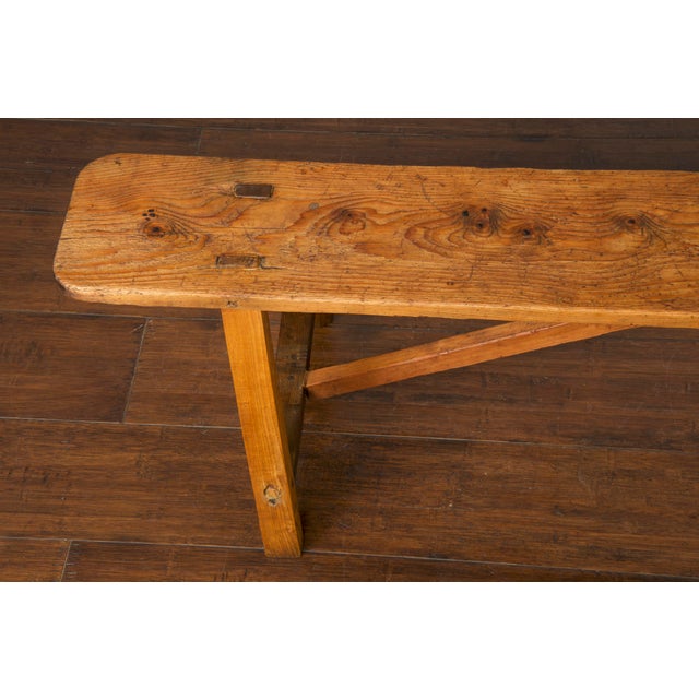 Antique Rustic Country French Farmhouse Harvest Pine Primitive Bench ...