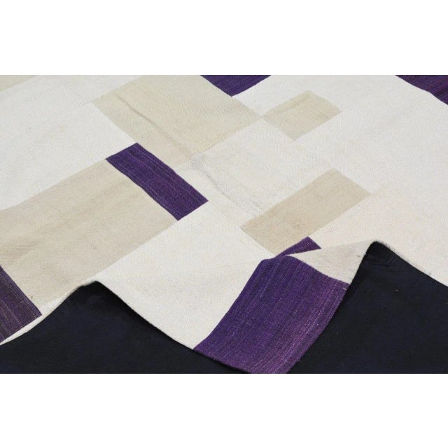 Vintage Turkish Patchwork Hand Knotted Rug With Organic Wool and Soft Texture,5'x6'6" For Sale - Image 4 of 4