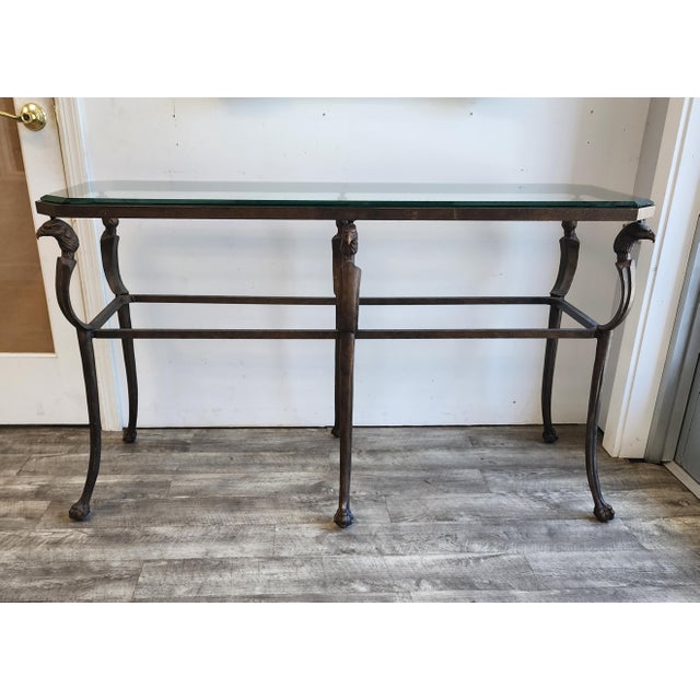 Late 20th Century Hollywood Regency Patinated Metal Console Table For Sale - Image 12 of 12