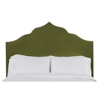 Clementine Queen Headboard, Olive Velvet For Sale