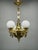 Vintage Czech Art Deco Brass and Opaline Glass Globe Pendant Light, 1920s For Sale - Image 4 of 15