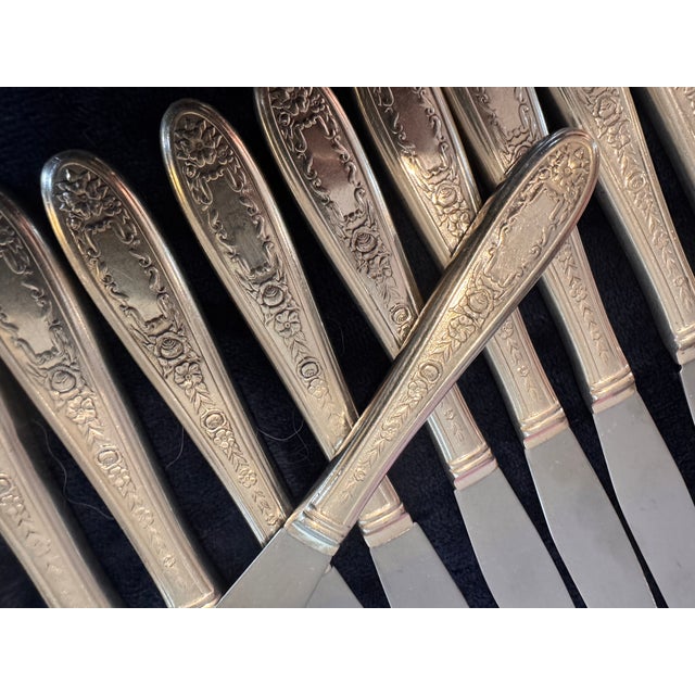 1960s Art Deco Dinner Knife Mildred Silverplate, 1936 by National Silver Co - 12 Pcs For Sale In San Diego - Image 6 of 16