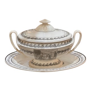 Early 19th Century French Creamware Tureen With Platter For Sale