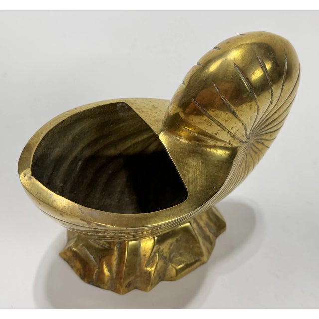 Brass Vintage Brass Nautilus Shell Cachepot Planter For Sale - Image 8 of 9