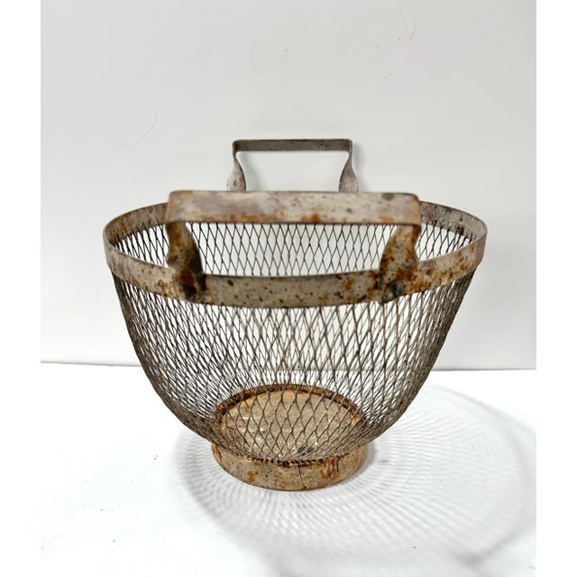 Farmhouse Vintage Metal Wire Gathering Basket For Sale - Image 3 of 8
