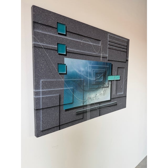 An exceptional abstract geometric acrylic painting by Austrian-American artist Josef Kugler, created during the 1980s....