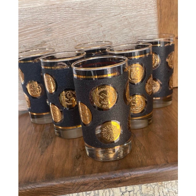 1970s Libbey’s Barware 22k Gold Coin Highball- Set of 6 For Sale - Image 9 of 9