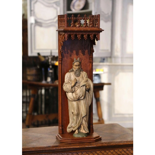 Bring a strong architectural and devotional presence to an interior with this remarkable antique Moses figure housed...