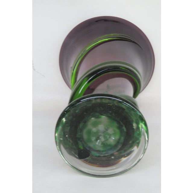 Mid 20th Century Mid Century Modern Hand Blown Teleflora Purple and Green Wrapped Vase 4390b For Sale - Image 5 of 9