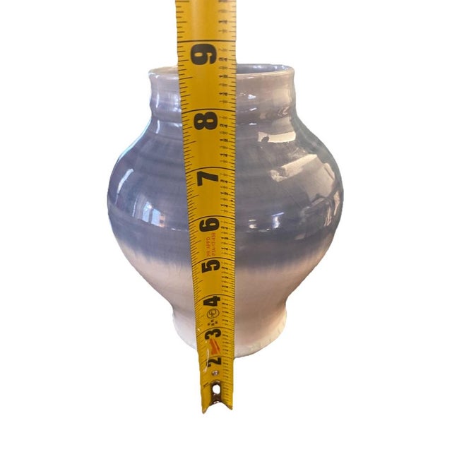 Vintage Glazed Blue Ombré Ceramic Studio Pottery Vase, Signed For Sale In Seattle - Image 6 of 10