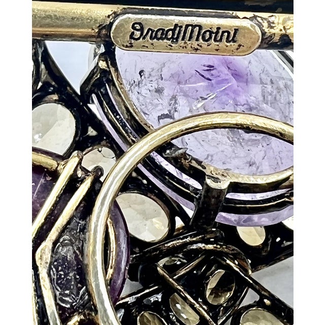 Metal 21st Century Iradj Moini Cuff Bracelet Ruby Carved Melon Citrine Topaz Gold Plated For Sale - Image 7 of 9