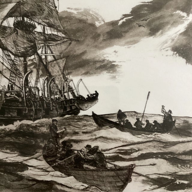 Vintage Etching “ Boats Away “ by Jack Coughlin With Certificate of Authenticity Circa 1977 For Sale - Image 4 of 12