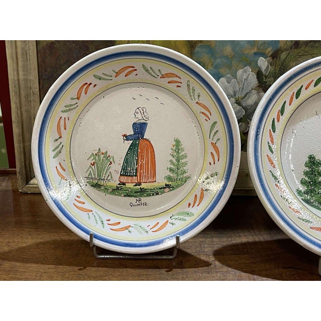 1920s Earthenware Plates from HB Quimper, 1920s, Set of 2 For Sale - Image 5 of 9