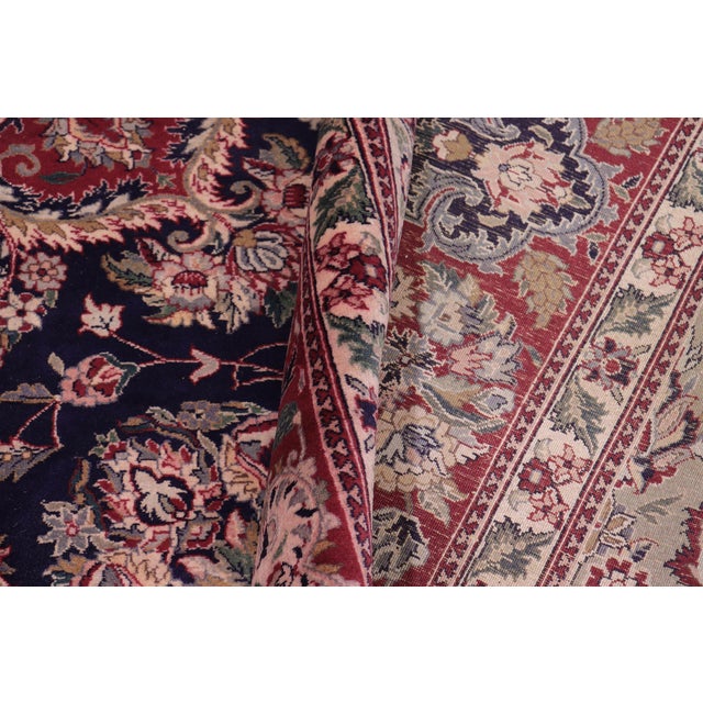 Art Nouveau 1990's Tabriz Pak-Persian Blue/Ivory Wool Rug - 9'2'' X 12'5'' For Sale In New York - Image 6 of 9