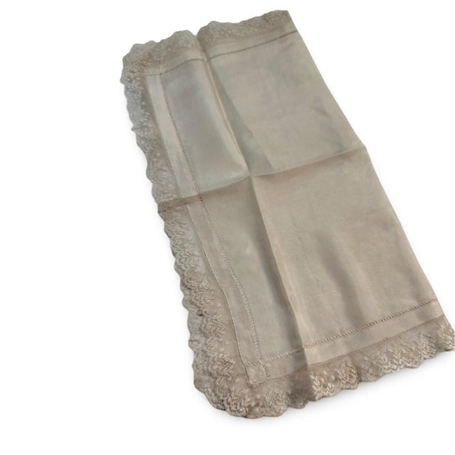 Asian Antique Antique Silk Boudoir Cloth with Handmade Lace, French c.1900  Bridal/Heirloom Keepsake, Marie Antoinette For Sale - Image 3 of 5