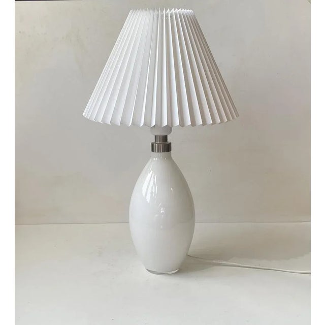 Glass Cocoon Table Lamp in White Glass by Peter Svarrer from Holmegaard For Sale - Image 7 of 7