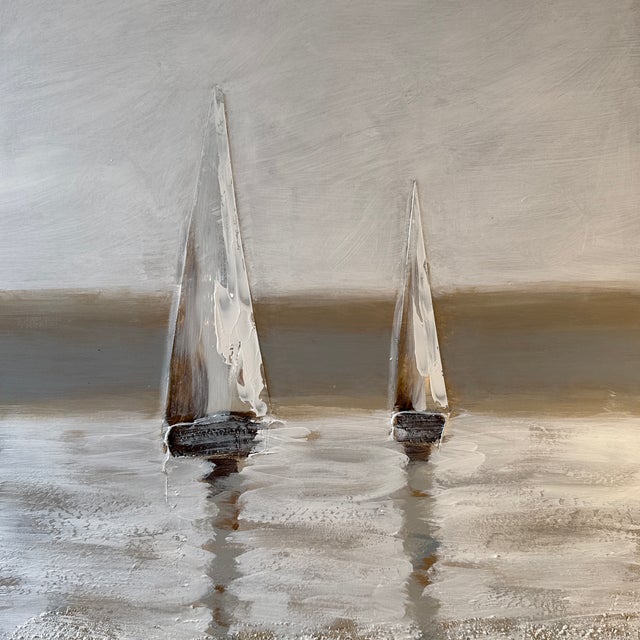 Post Impressionist Circa 2007 Bubola & Naibo De Pinto Sailboat Original Painting For Sale - Image 3 of 11