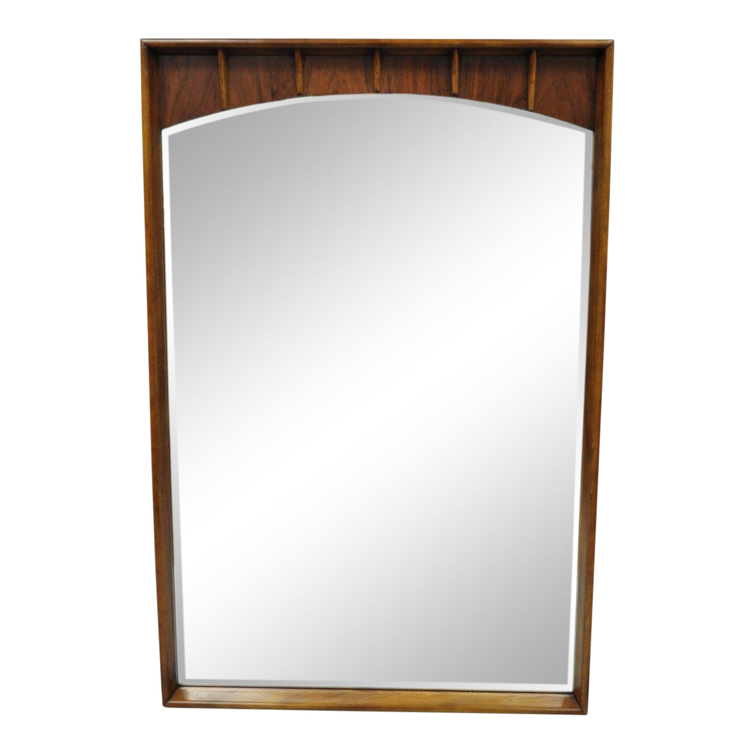 Lane MidCentury Modern Walnut & Rosewood Sculpted Bedroom Wall Mirror