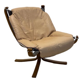 Sigurd Ressell Leather Falcon Lounge Chair for Vatne Mobler For Sale