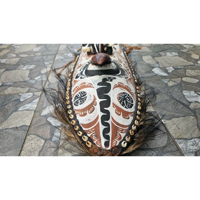 Wood Wooden Mask Sculpture, Papua New Guinea, 1990s For Sale - Image 7 of 11