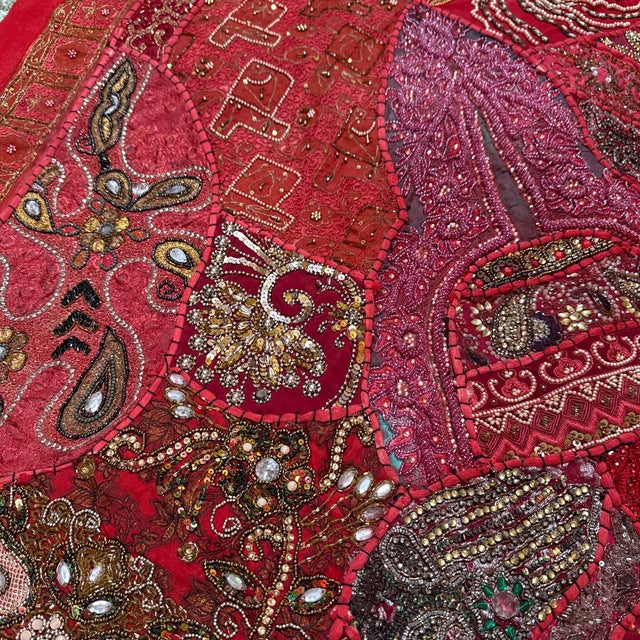 Gemstone Indian Tapestry With Hand Sewn Beading For Sale - Image 7 of 12