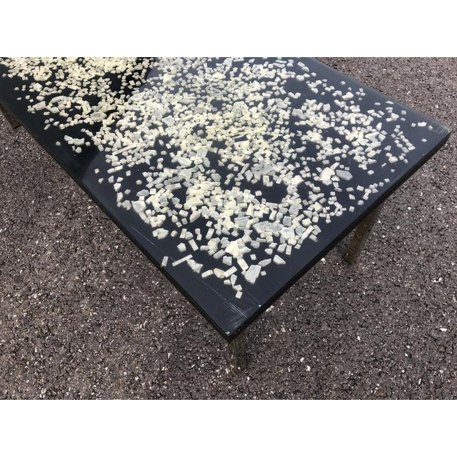 Metal Resin Coffee Table attributed to Pierre Giraudon, 1970s For Sale - Image 7 of 9