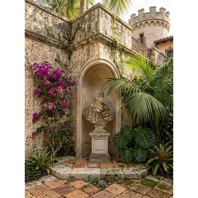 Greige Antique English Neoclassical Cast Stone Bust on Sandstone Plinth For Sale - Image 8 of 12