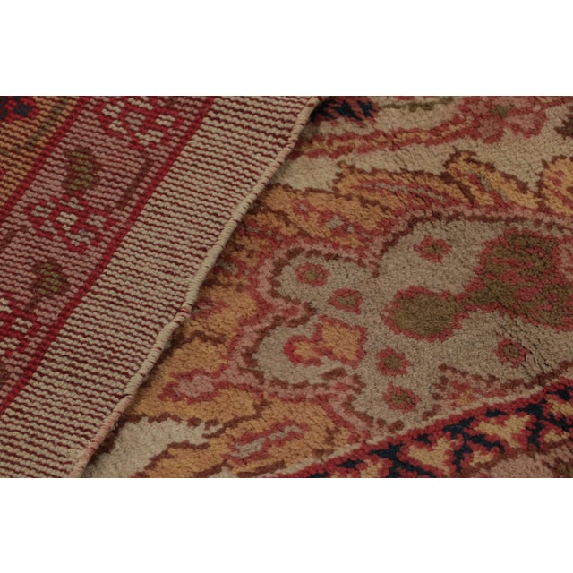 Antique Arts & Crafts Rug in Beige With Pink Floral Patterns, From Rug & Kilim For Sale - Image 9 of 9