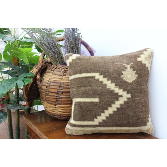 Camel Turkish Kilim Decorative Pillow Cover - 17.5"x17.5" For Sale - Image 8 of 10