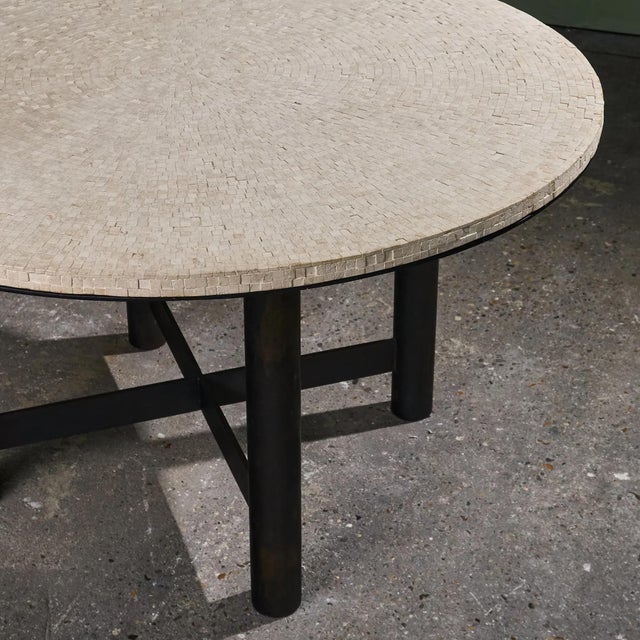Table in Fossil Stone and Metal Frame, Belgium For Sale - Image 9 of 14