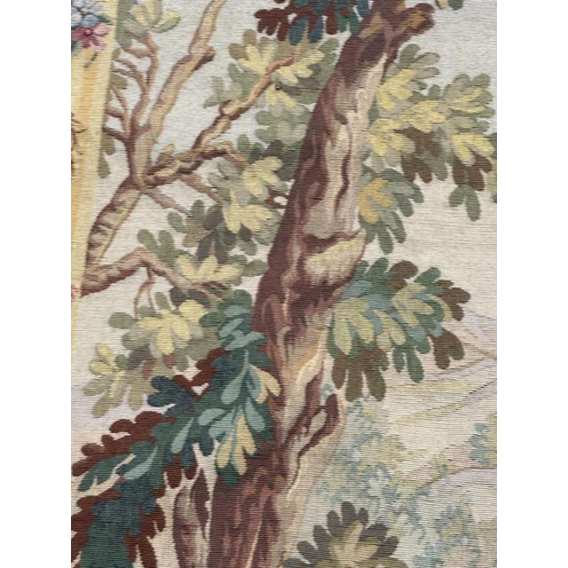 Mid-Century French Tapestry with Sleeping Hunter Motif from Aubusson, 1940s For Sale - Image 10 of 18