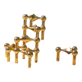 Set of 6 Vintage Modular BMF Nagel Chrome Candle Holders (1970s Germany) For Sale