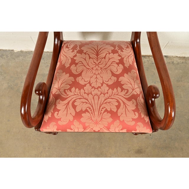Wood Baker Furniture Style English Regency Carved Mahogany Armchairs, Pair For Sale - Image 7 of 14