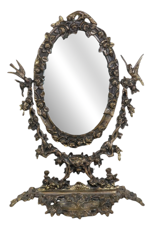 Vintage Art Nouveau Tabletop Vanity Mirror in Gilt Bronze, 1920s
