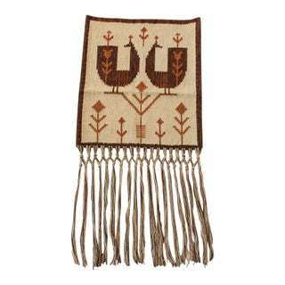 Mid-Century Woven Wool Tapestry Wall Hanging For Sale
