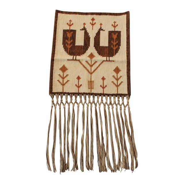 Mid-Century Woven Wool Tapestry Wall Hanging For Sale