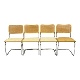 Marcel Breuer Mid Century Modern Italian Cane Cesca Dining Side Chairs - Set of 4 For Sale