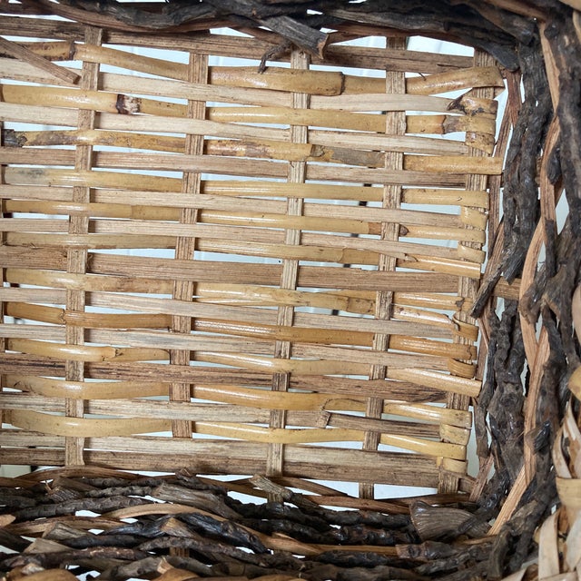 Vintage 11” Hand-Woven Grapevine Gathering Basket - Signed Br For Sale - Image 10 of 12