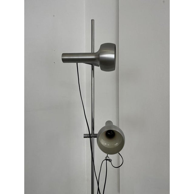 Space Age 2-Light Floor Lamp in Brushed Metal, Italy, 1960s For Sale - Image 4 of 11