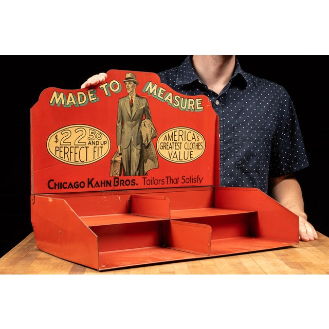 c. 1920s; by Advertising Metal Display Co. for Chicago Kahn Bros., Inc. - Chicago Tin litho advertising display rack for...