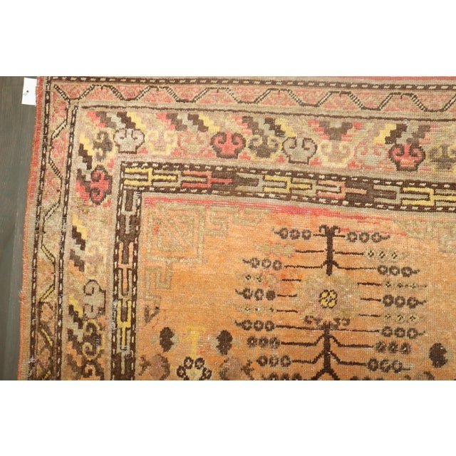 19th Century Zabihi Collection Orange Khotan Scatter Rug - 4'1" x 5'4" For Sale - Image 10 of 12