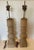 A beautiful pair of Architectural lamps of bleached pine. Large-scale and the warmth of old, smooth wood make these tall...