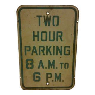 Vintage Porcelain Parking Sign For Sale